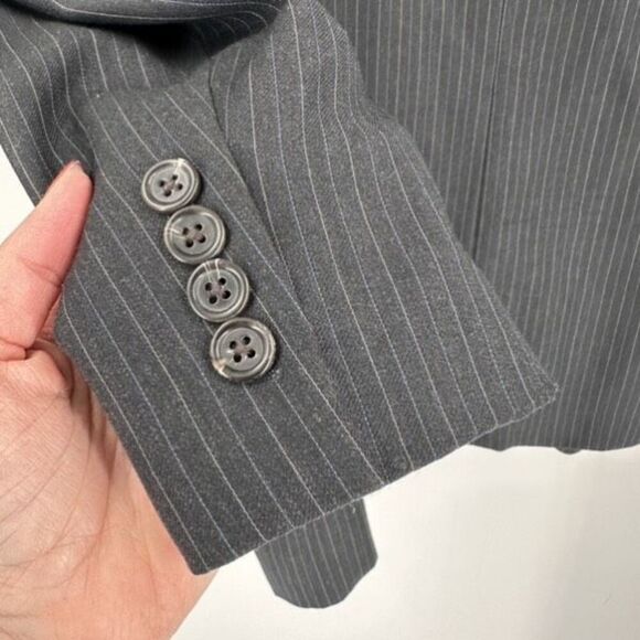 Vintage Ralph Lauren Men 2 Button Blazer Wool Pinstripe Gray Size 46L Jacket - Picture 12 of 15